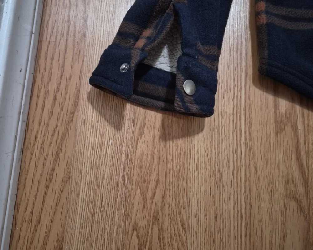 Eddie Bauer Kids Flannel Overshirt Snap Buttons Blue Plaid Long Sleeve Size XL
